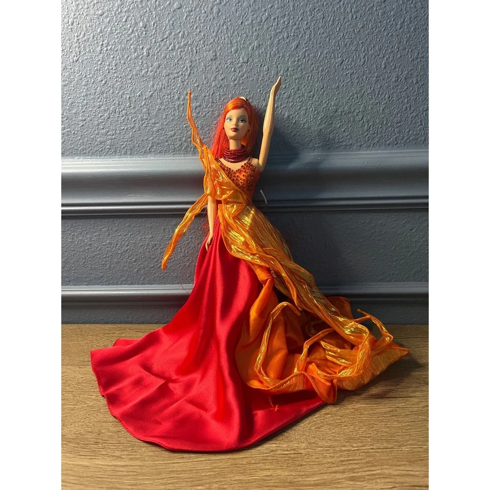 Barbie Phoenix Doll Fantasy Fire Dress Red Orange Metallic Gown Collectible‎